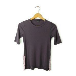 Theory short sleeve t-shirt snap sides purple